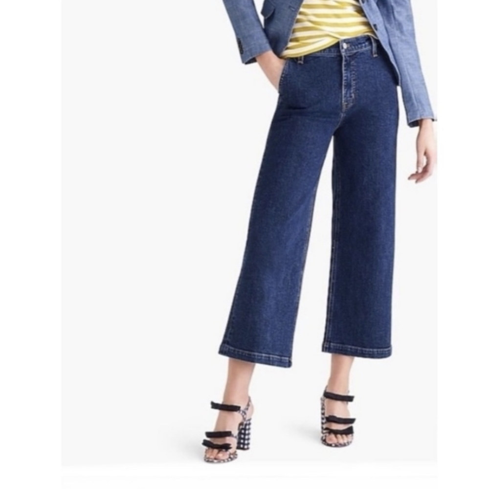 J. CREW High Rise Wide Leg Crop Blue Jeans Pants Size 29